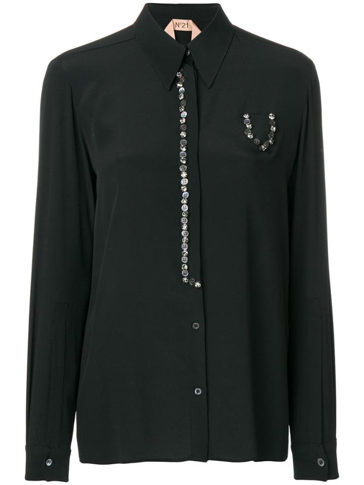 No21 Mother Of Pearl Button Shirt - Black