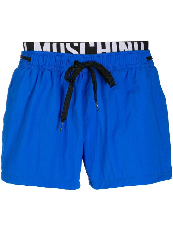 Moschino Logo Drawstring Swim Shorts - Blue