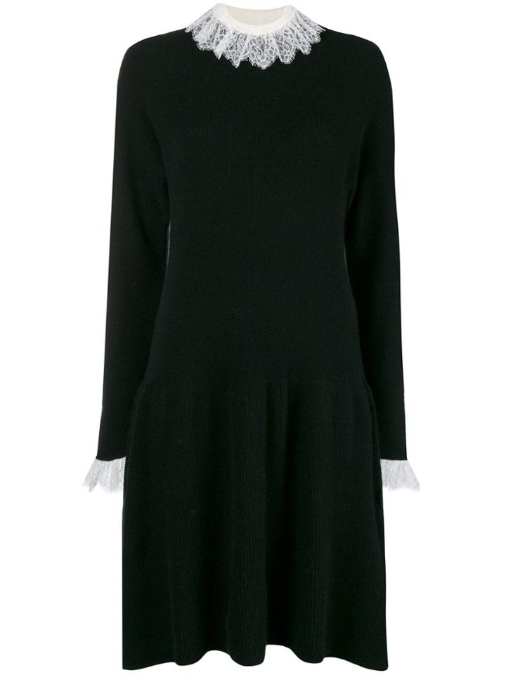 Philosophy Di Lorenzo Serafini Lace Trim Knitted Dress - Black