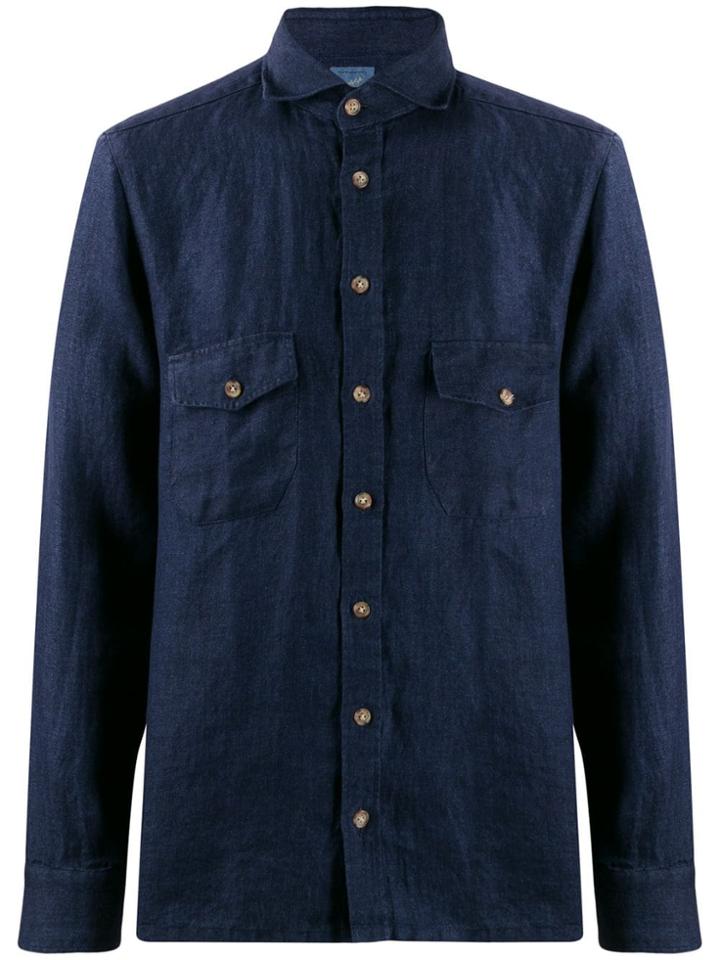 Barba Chest Pocket Button Shirt - Blue