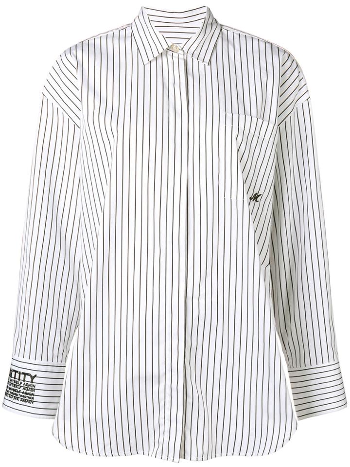 Msgm Oversized Striped Shirt - White