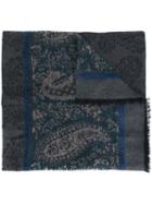 Etro Paisley Print Scarf, Women's, Grey, Cotton/polyamide/modal/wool