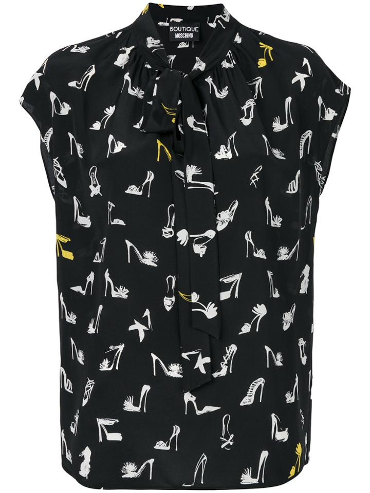 Boutique Moschino Shoe Print Blouse - Black