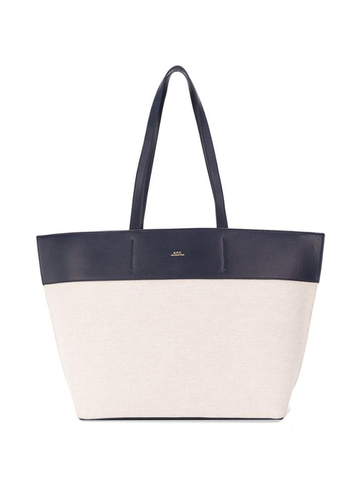 A.p.c. Mixed Fabric Tote - Blue