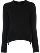 Ermanno Scervino Round Neck Jumper, Women's, Size: 44, Black, Crystal/cashmere/zamac