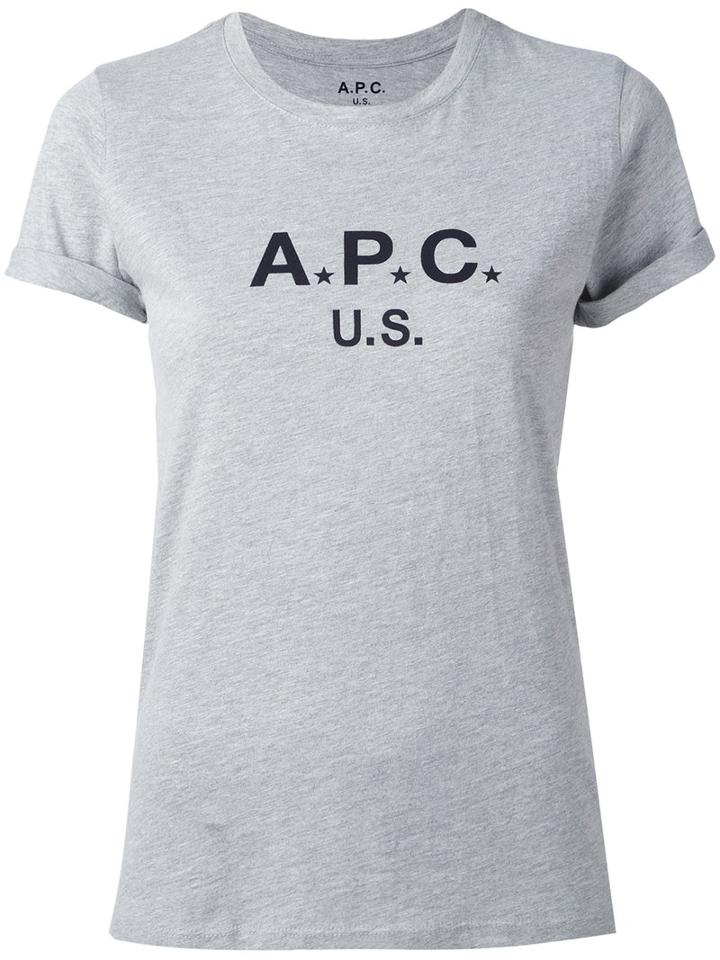 A.p.c. - Logo Print T-shirt - Women - Cotton/polyester - Xs, Grey, Cotton/polyester