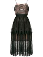 Self-portrait Tiered Floral Lace Midi Dress - Black