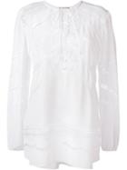 Ermanno Scervino Lace Insert Blouse, Women's, Size: 38, White, Silk/cotton/polyamide