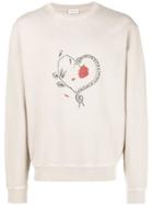 Saint Laurent Heart Print Sweatshirt - Nude & Neutrals