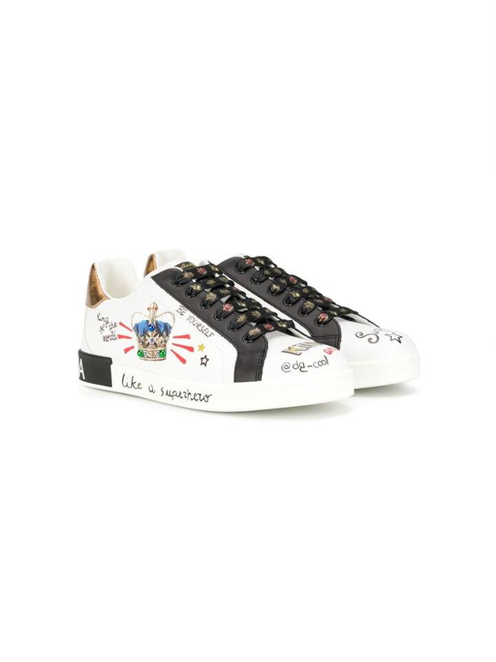 Dolce & Gabbana Kids Patchwork Low-top Sneakers - White