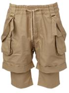 Balmain Layered Cargo Shorts, Men's, Size: Medium, Nude/neutrals, Cotton