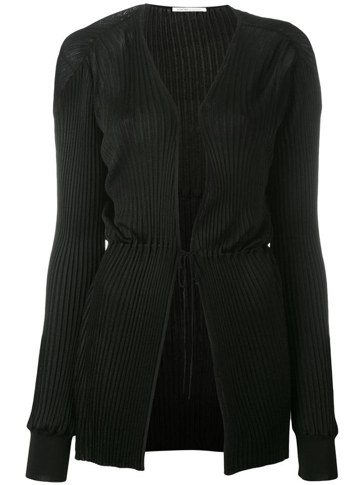 Agnona Ribbed Tie Waist Cardigan, Women's, Size: 42, Black, Viscose