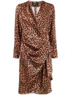 Paule Ka Leopard Print Wrap Dress - Brown