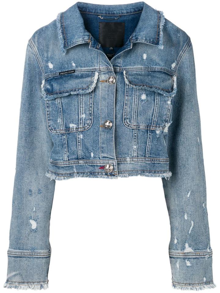 Philipp Plein Cropped Denim Jacket - Blue