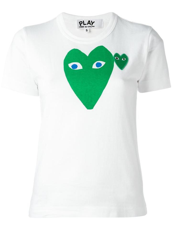 Comme Des Garçons Play - Logo Print T-shirt - Women - Cotton - Xs, White, Cotton