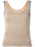 Loewe - Contrast Trim Knitted Vest - Women - Silk/polyamide - M, Nude/neutrals, Silk/polyamide
