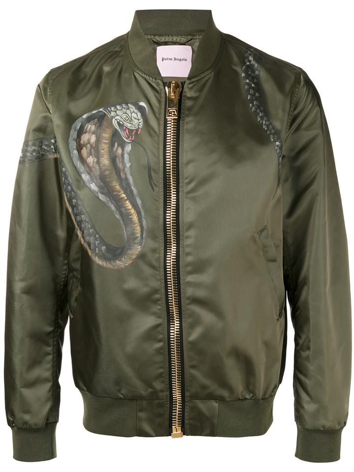 Palm Angels Classic Bomber Jacket, Men's, Size: Xl, Green, Polyamide/viscose