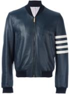 Thom Browne Stripe Sleeve Detail Jacket, Men's, Size: 5, Blue, Deer Skin/cotton/silk