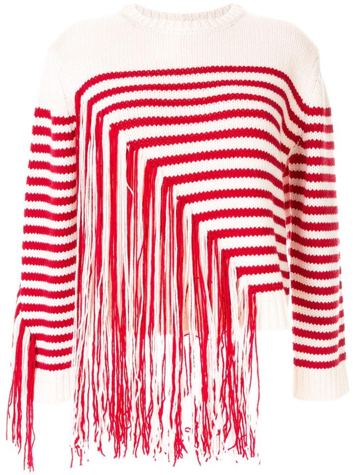 Portspure Fringed Striped Jumper - White