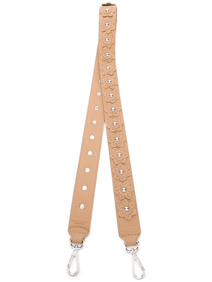 Orciani Floral Detachable Shoulder Strap, Women's, Brown, Leather