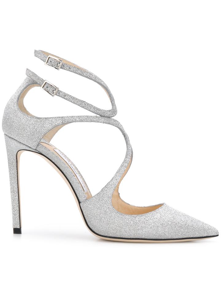 Jimmy Choo Lancer 100 Glittered Pumps - Metallic