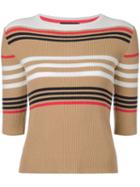 Loveless Striped Jumper, Women's, Size: 36, Nude/neutrals, Cotton/nylon/rayon