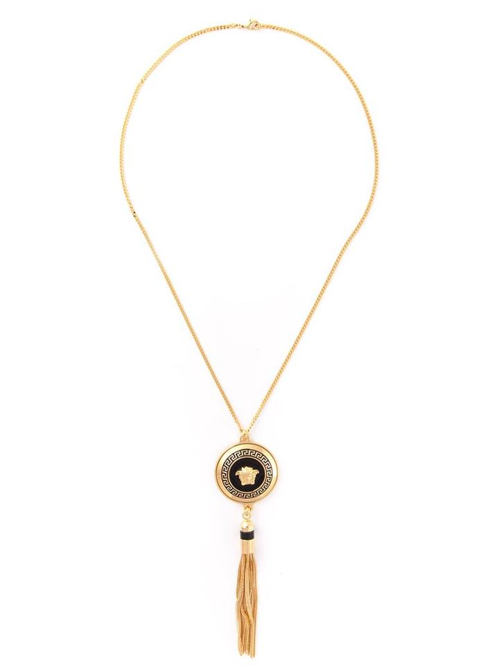 Versace 'medusa Tassel' Necklace, Women's, Metallic