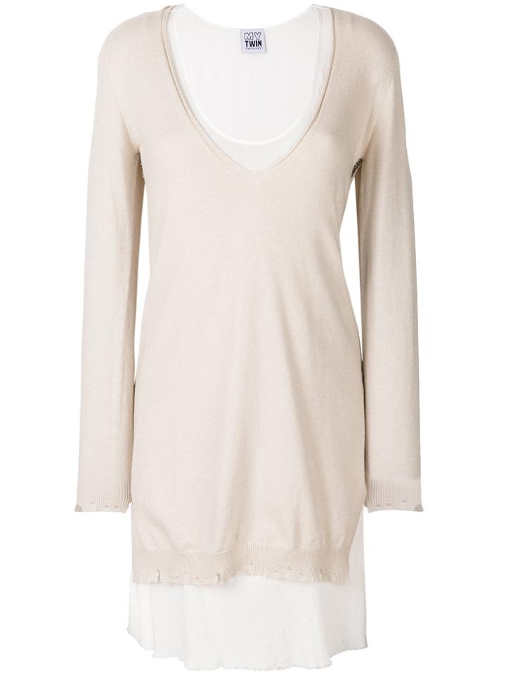 Twin-set Knitted Dress - Nude & Neutrals