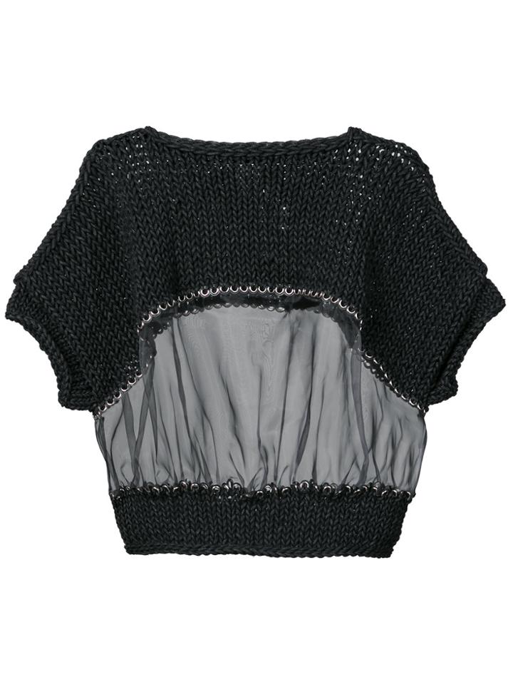 Comme Des Garçons Noir Kei Ninomiya Sheer Insert Half Sleeve Sweater -