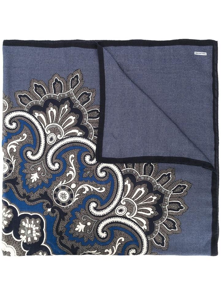 Tagliatore Large Paisley Pattern Scarf - Blue