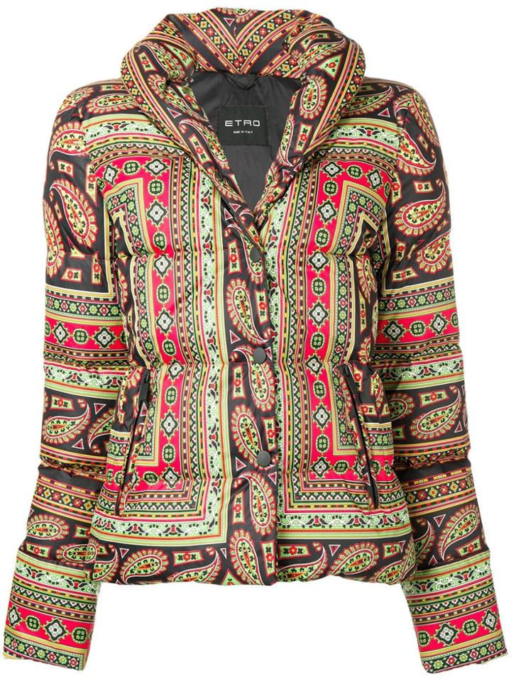 Etro Paisley Print Puffer Jacket - Black