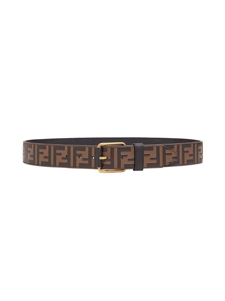 Fendi Embossed Double F Logo Belt - Brown
