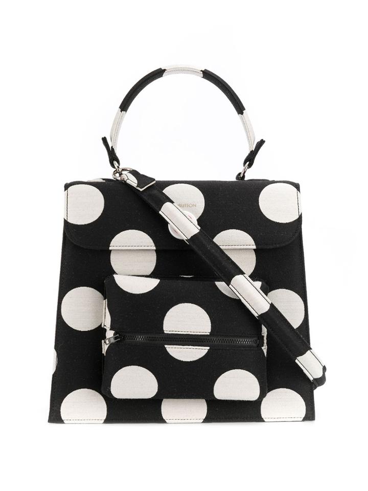 Pushbutton Polka Dot Tote - Black