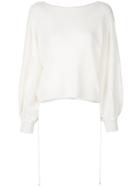 Maison Flaneur Waffle Balloon Sleeves Sweater - Blue