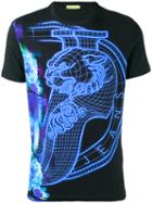Versace Jeans Patterned T-shirt, Men's, Size: Large, Black, Cotton/spandex/elastane