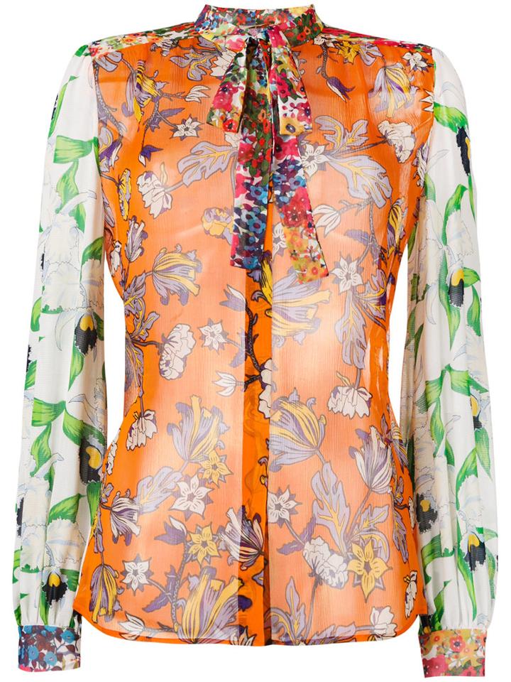 Tory Burch - Multi-print Shirt - Women - Silk - 4, Yellow/orange, Silk