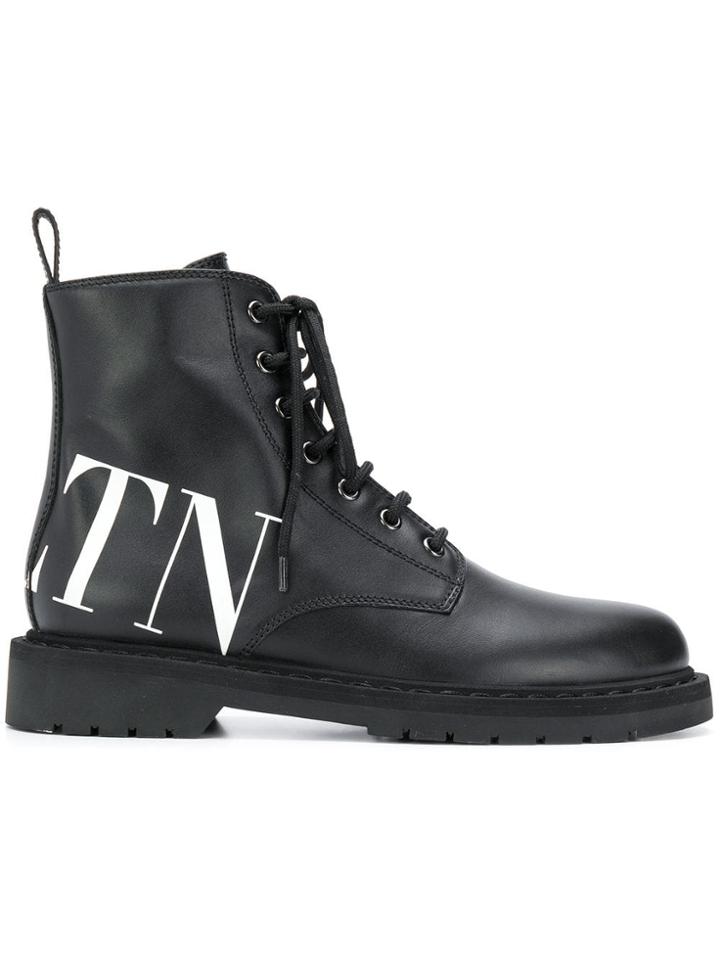 Valentino Vltn Combat Boots - Black