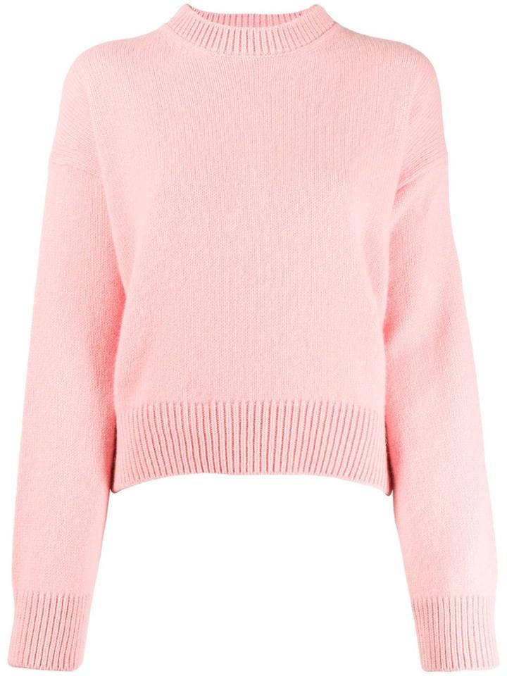Laneus Crew-neck Knit Sweater - Pink