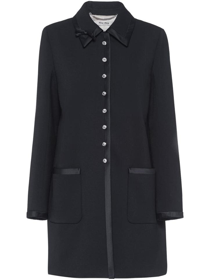 Miu Miu Jewelled Button Coat - Black
