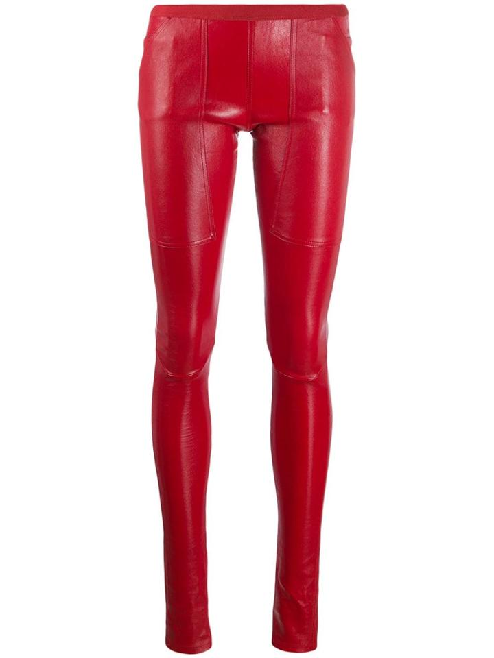 Rick Owens Leather Biker Trousers - Red