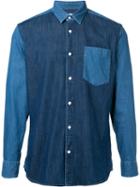 Cerruti 1881 - Patchwork Denim Shirt - Men - Cotton/spandex/elastane - Xl, Blue, Cotton/spandex/elastane