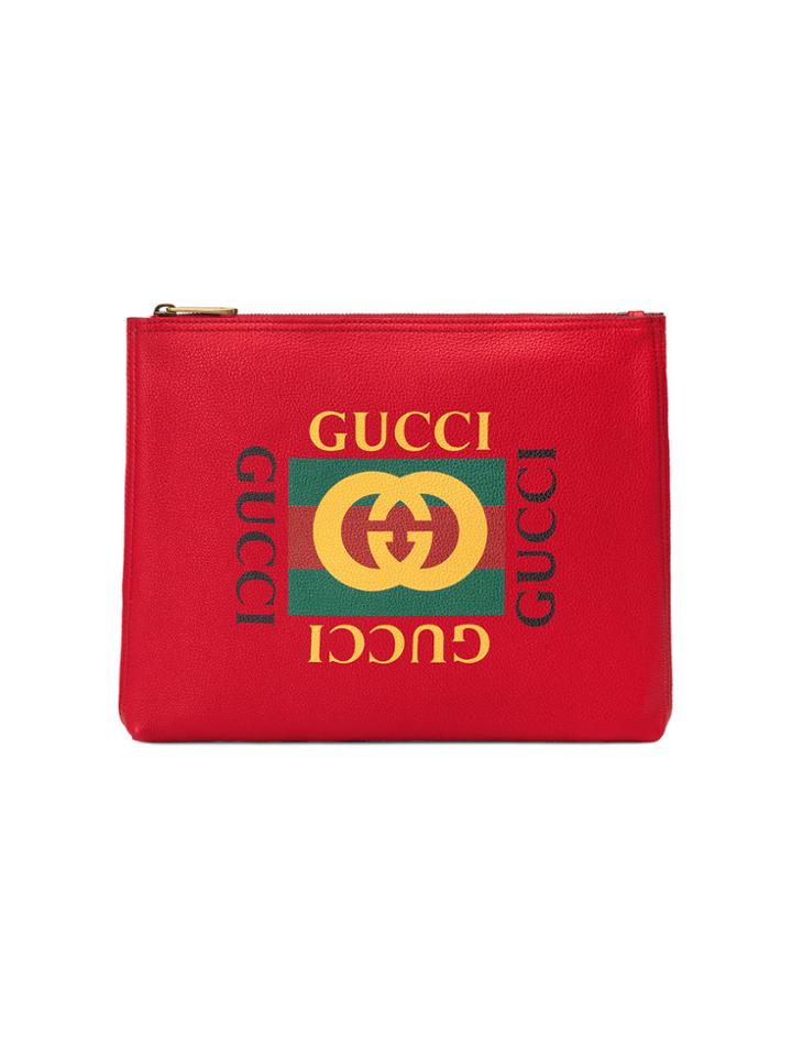 Gucci Gucci Print Leather Medium Portfolio - Red