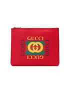 Gucci Gucci Print Leather Medium Portfolio - Red
