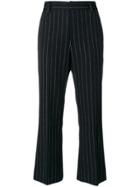 Marc Jacobs Pinstriped Cropped Trousers - Black