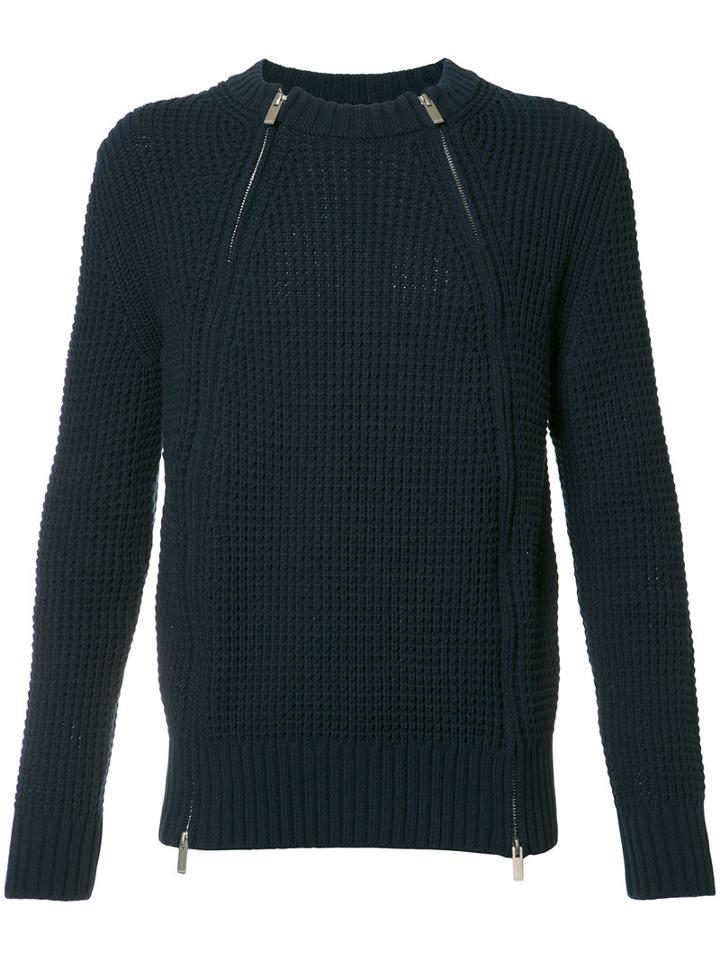 Sacai Zipped Sweater, Men's, Size: 1, Blue, Cotton/acrylic