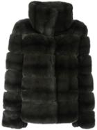 Yves Salomon Fur Coat, Women's, Size: 38, Grey, Rabbit Fur/goat Fur/silk