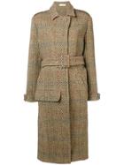 Malaika Raiss Belted Tweed Coat - Green