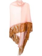 Antonia Zander Fringed Shawl, Women's, Pink/purple, Leather/cashmere
