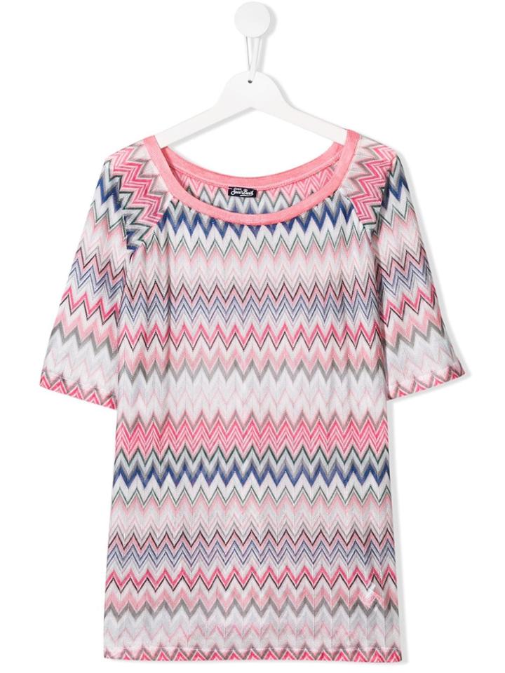 Mc2 Saint Barth Kids Zigzag Print Dress - Pink