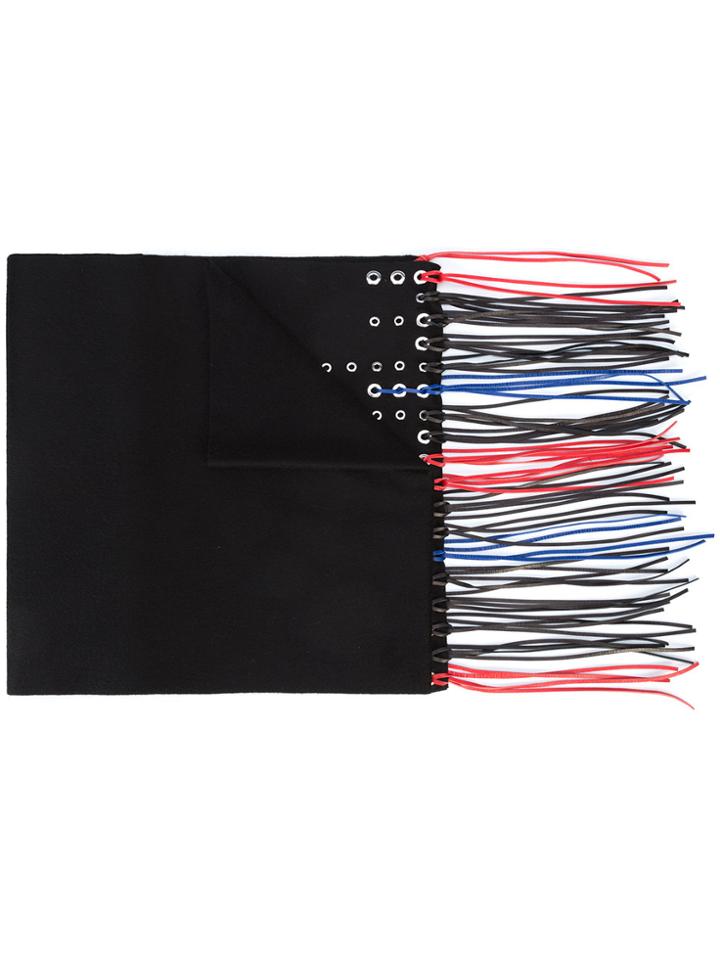 Alexander Mcqueen Threaded Eyelet Detail Scarf - Black